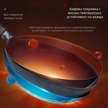 Уок от ковано желязо с двойно дъно, без покритие, стъклен капак, универсален за газови и индукционни котлони