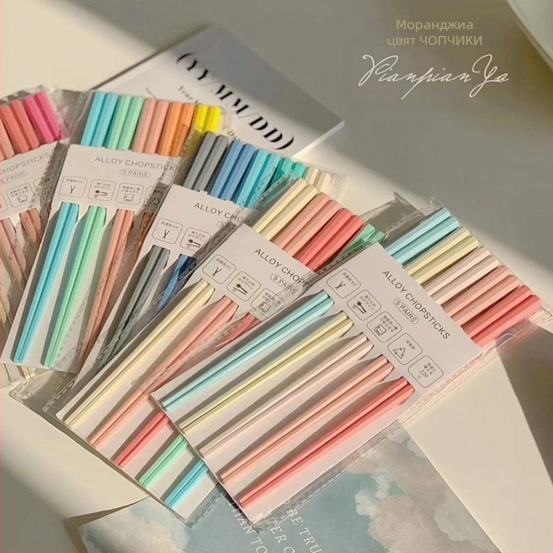 Комплект палички за хранене, PET материал, модерен стил, осмоъгълна форма, без лак, 5 двойки в пакет