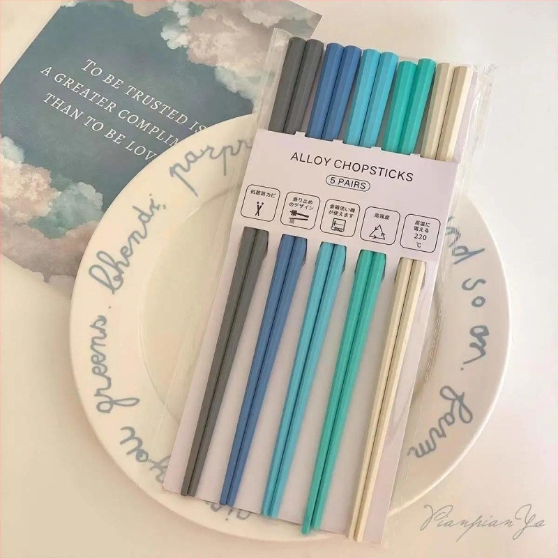 Комплект палички за хранене, PET материал, модерен стил, осмоъгълна форма, без лак, 5 двойки в пакет