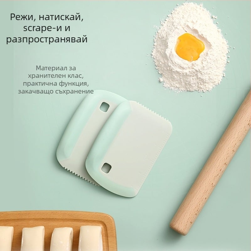Многофункционална резачка за тесто и кухненска шпатула със скала за измерване, PP материал, модерен минималистичен дизайн