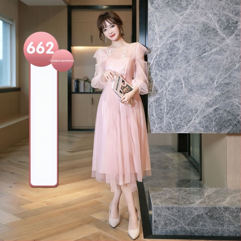 UNMUN Chenille Spandex еднорамен А-линия рокля за шаферки