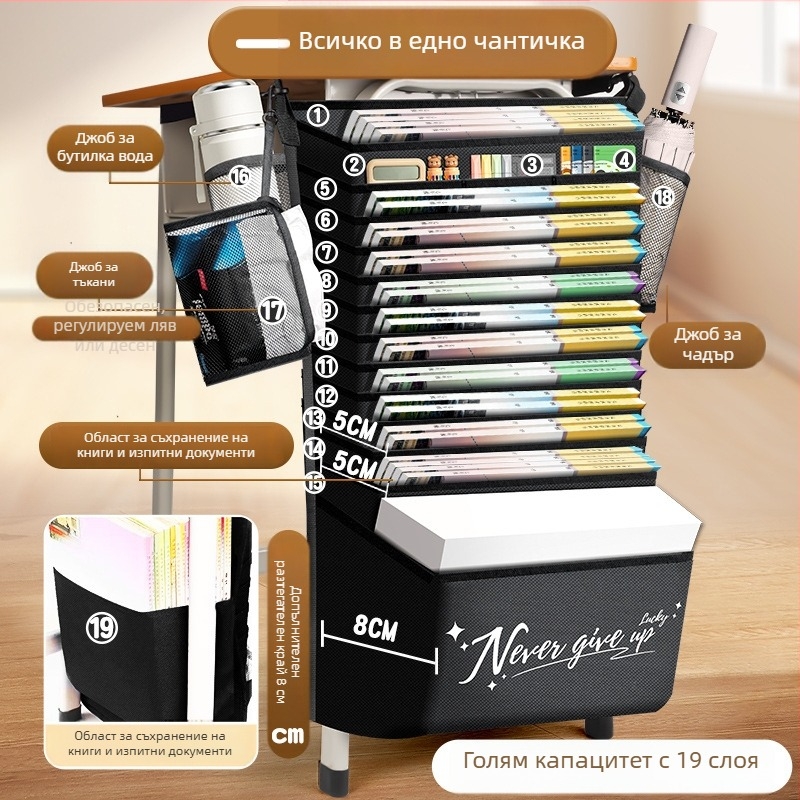 Десктоп странична висяща чанта за книги, голям капацитет за съхранение, Bushang, модел Kz00213bm, материал плат, тегло 1, опаковка 1