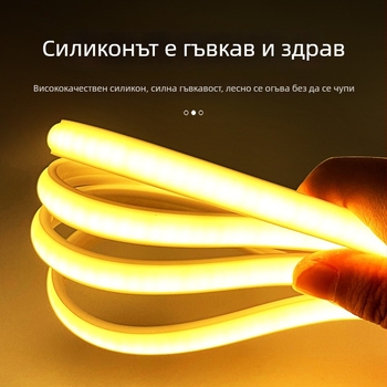 COB светодиодна лента, 240 LED (2835 чипове), 220V вход, 10W, 180° светлинен ъгъл, водоустойчива