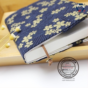 Ръчно изработена платнена корица за книга с бронзова цветна бродерия, регулируема за бележник