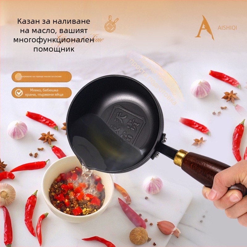 Чугунен тиган за пържене с незалепваща повърхност, капак от неръждаема стомана с прозорче, многослоесто дъно, съвместим с всички печки