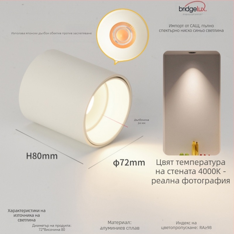 Повърхностно монтиран LED downlight, 6-10W, 220V, CRI ≥90
