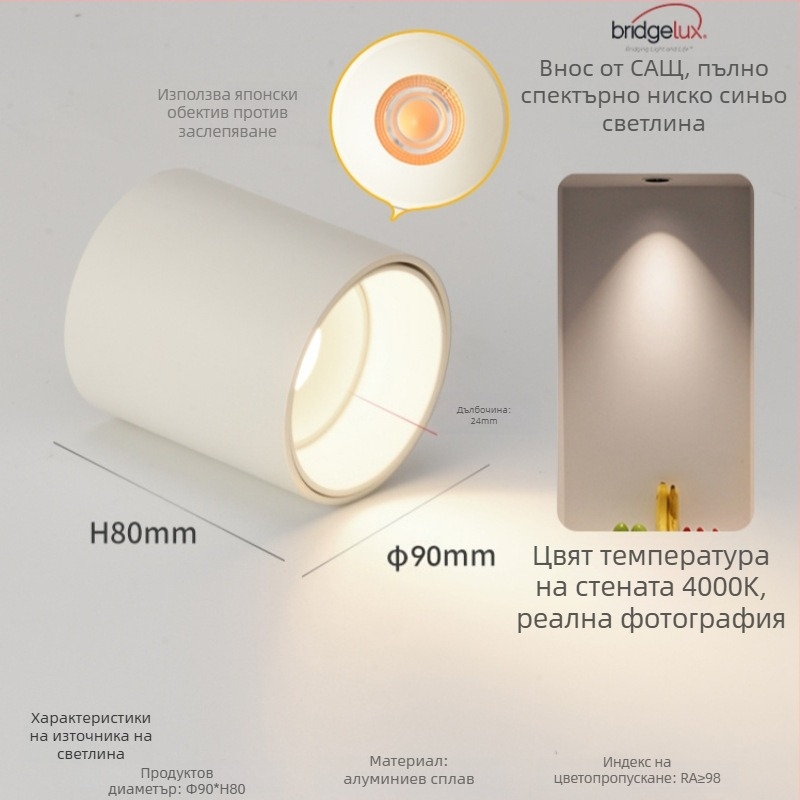 Повърхностно монтиран LED downlight, 6-10W, 220V, CRI ≥90