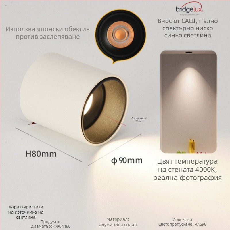 Повърхностно монтиран LED downlight, 6-10W, 220V, CRI ≥90