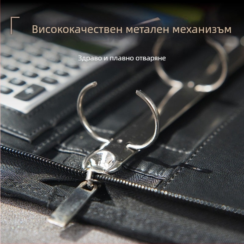Кожена A4 папка със цип и един здрав клип, модел A4 folder, дебелина на плочата 1,5 см, ширина на гърба 1,5 см
