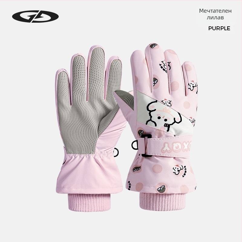 Детски ски ръкавици: полиестер, топли, унисекс, за деца 2–8 г., жакардова тъкан