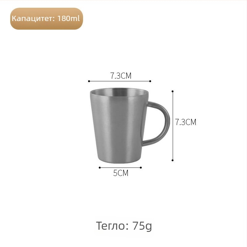 Двупластова чаша от 304 неръждаема стомана с дръжка - голям капацитет, подходяща за бира, мляко и вода, с персонализирано лого