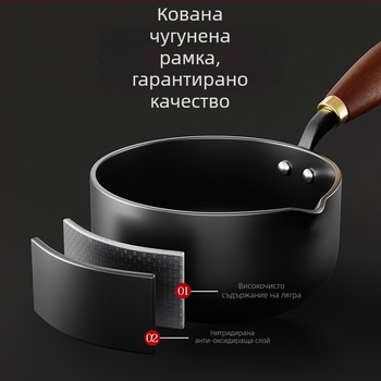 Тиган за омлет от фино желязо, китайски стил, с едно дъно, тегло 780 г, подходящ за универсална печка