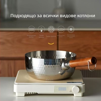 Тиган за мляко, незалепващ, 316 неръждаема стомана, японски стил Yukihira, с едно дъно, подходящ за всички печки