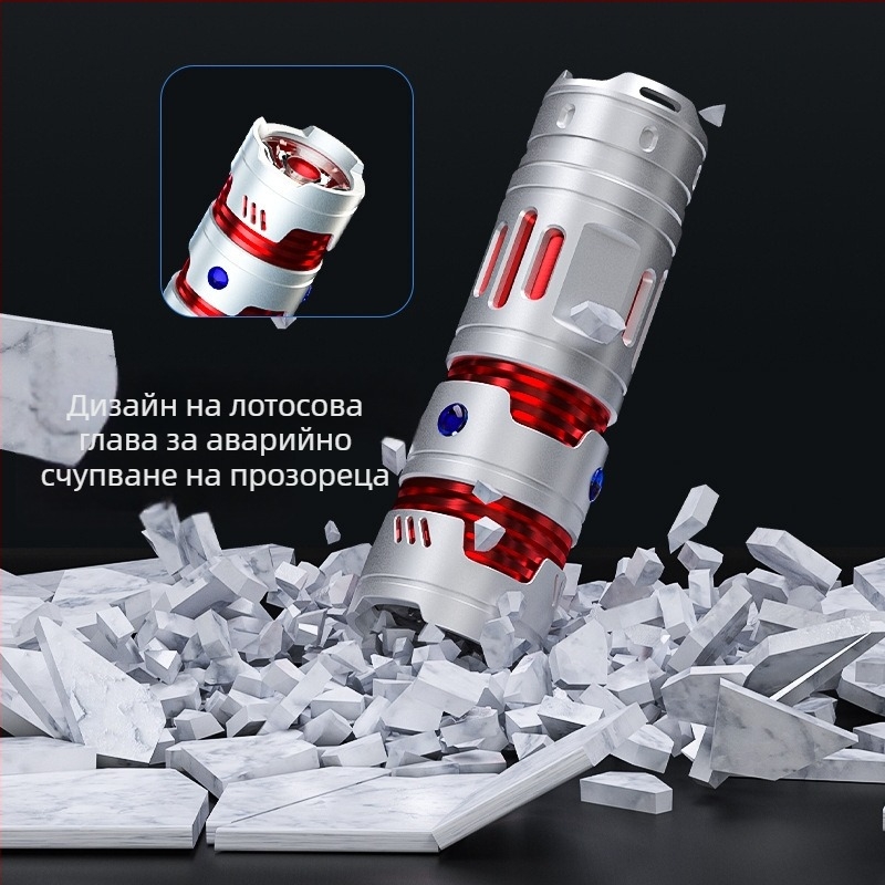 LED фенер с USB-C зареждане, 2000mAh батерия, корпус от алуминиева сплав, 360° въртяща глава, обхват до 100–200 м