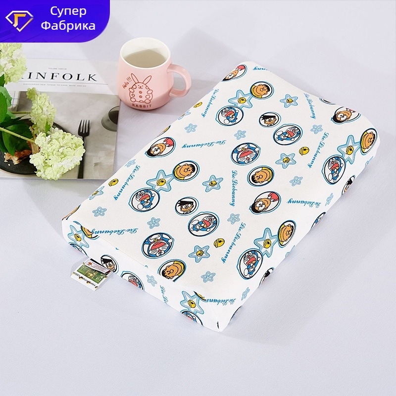 Детска възглавница от естествен латекс, правоъгълна форма, латекс съдържание над 90%, ядро от чист памук