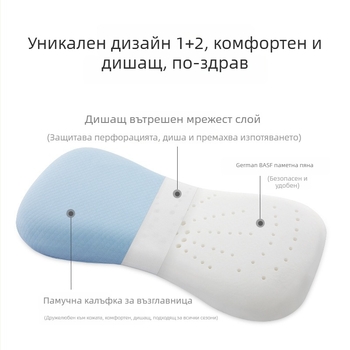 Детска възглавница от паметна пяна за бебета и деца, костнообразна форма, ядро от чист памук (Паметна пяна; Ядро от чист памук; Костнообразна форма; Подходяща за деца и бебета; Марка Golden Boy)