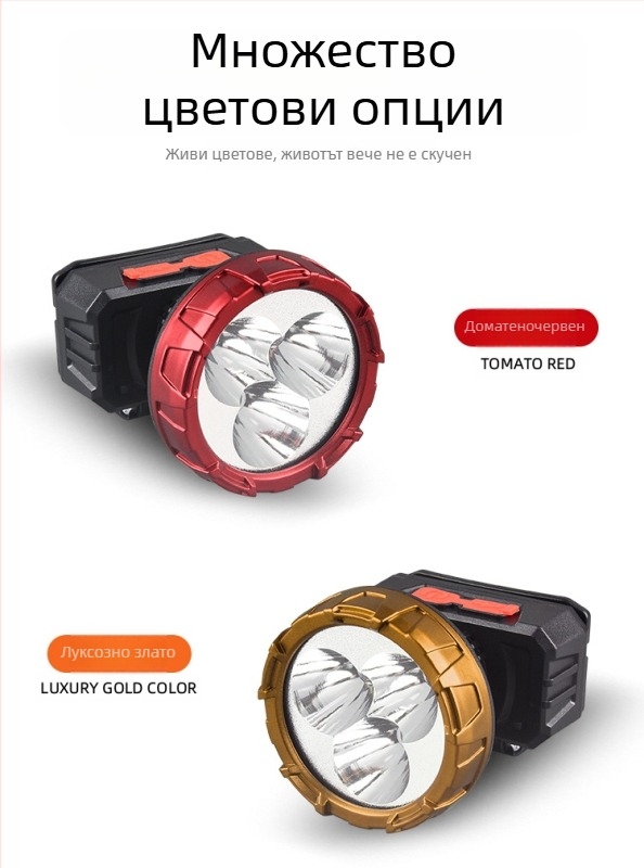 LED фенер за глава, презареждаем, модел 208-3, обсег 50 м, време на работа 3 ч