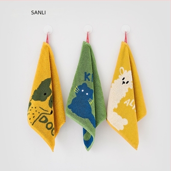 Sanli детска карикатурна квадратна кърпа за лице, памучна, жакардова тъкан, 32s нишки, 5–10 сек абсорбция