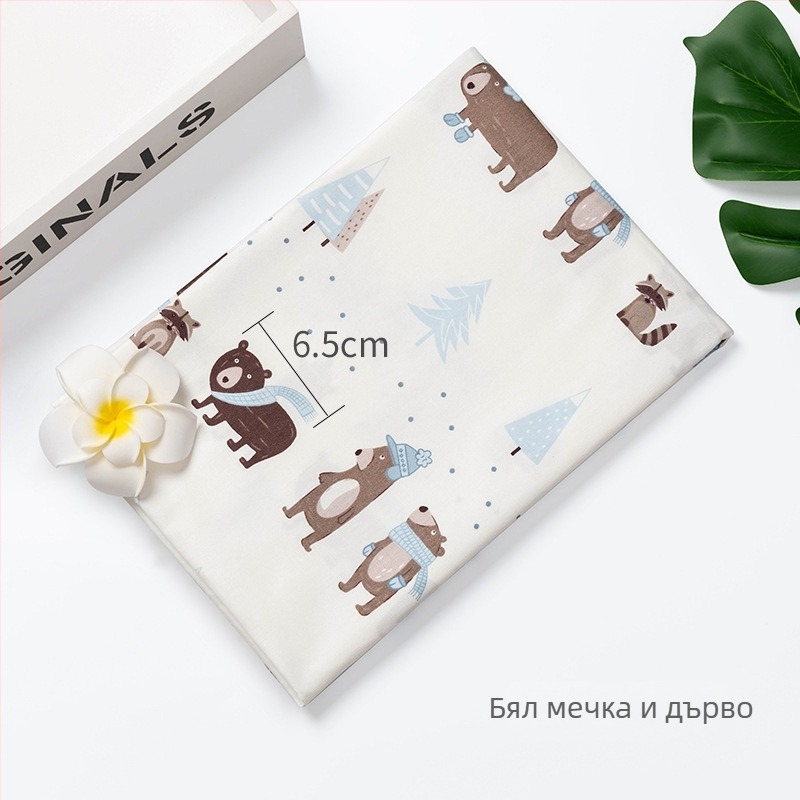 Детска памучна твилена тъкан с детски принт за спално бельо — 100% памук; ширина 160 см; тегло 110 г/м²; прежда 40×40; плътност 133×72