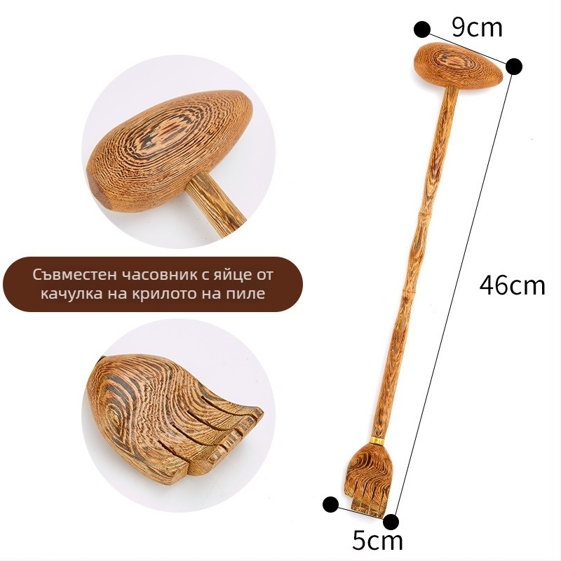Дървен инструмент за облекчаване на сърбеж и двупосочен масажен чук с дълга дръжка, ръчно изработен, материал Redwood, модерен минималистичен стил за домашно обзавеждане