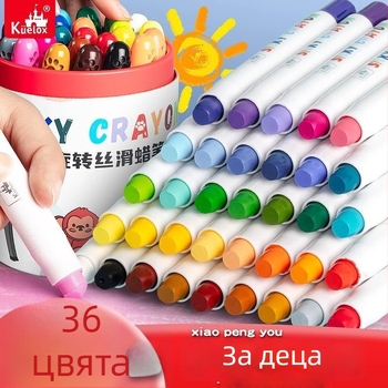 GROBES въртящ се восъчен молив за рисуване, модел Rotating crayon, пластмасов корпус, кръгъл връх, серия Rotating crayon