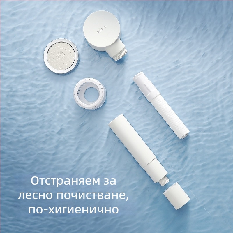 ecoco душ глава с повишено налягане - ABS, кръгла, вградена инсталация, дъждовна струя