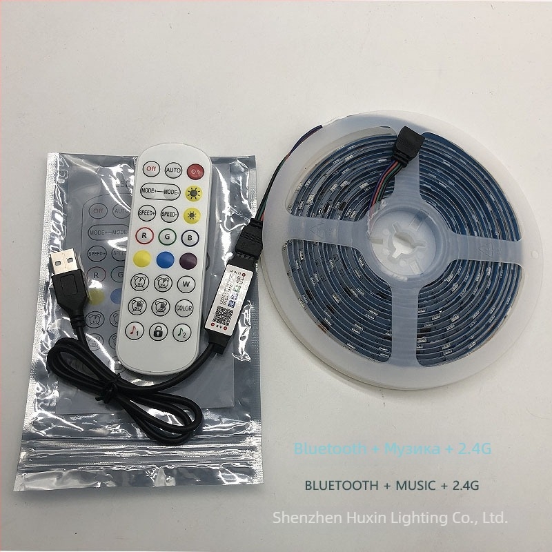 LED лента за телевизионно подсветване 5050 RGB, 30 светодиода, 5V вход, 8W на метър, дистанционно управление