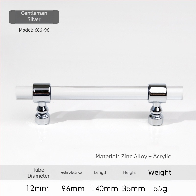 Дръжка за шкаф – Модел 96 • Материали: акрил, цинкова сплав • Стил: модерен минимализъм • За врати на шкафове