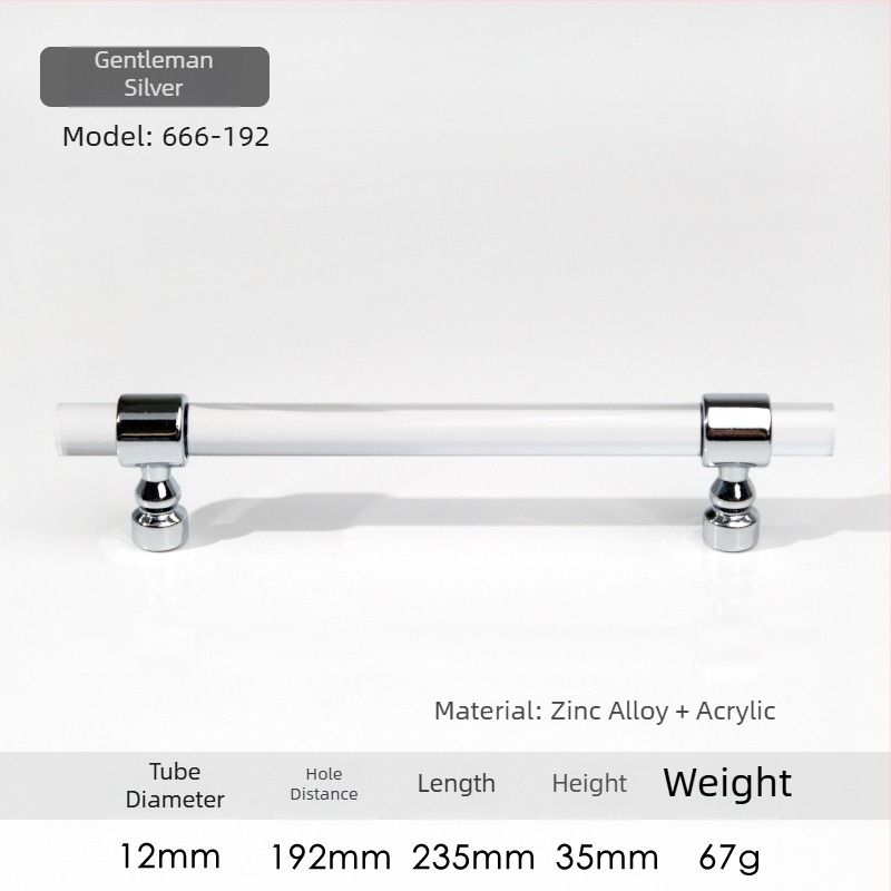 Дръжка за шкаф – Модел 96 • Материали: акрил, цинкова сплав • Стил: модерен минимализъм • За врати на шкафове