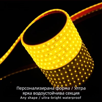 LED лента 24V, IP68 водоустойчива, 120×3528 светодиоди, 10 W/m, с димер