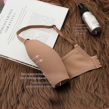 Безжично бесшевно бюстие за жени с чаши 3/4, тънки формовани чаши, дишащ плат найлон-еластан, фиксирани двойни презрамки и двойно закопчаване на гърба