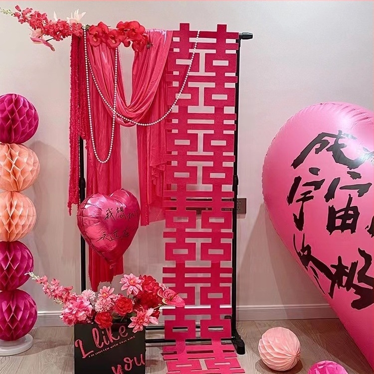 Сватбено оформление в китайски стил за стая — свитък с символ на щастие, хартиен материал, марка Yisheng, категория: Щастливи думи