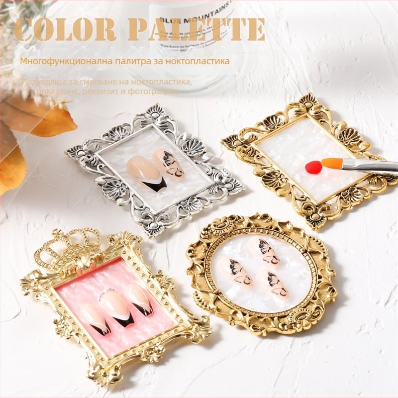 YUJIA Инструменти за нокти — палитра за гел лак 42 g, стил фоторамка, корона от имитация на раковина, комфортно покритие