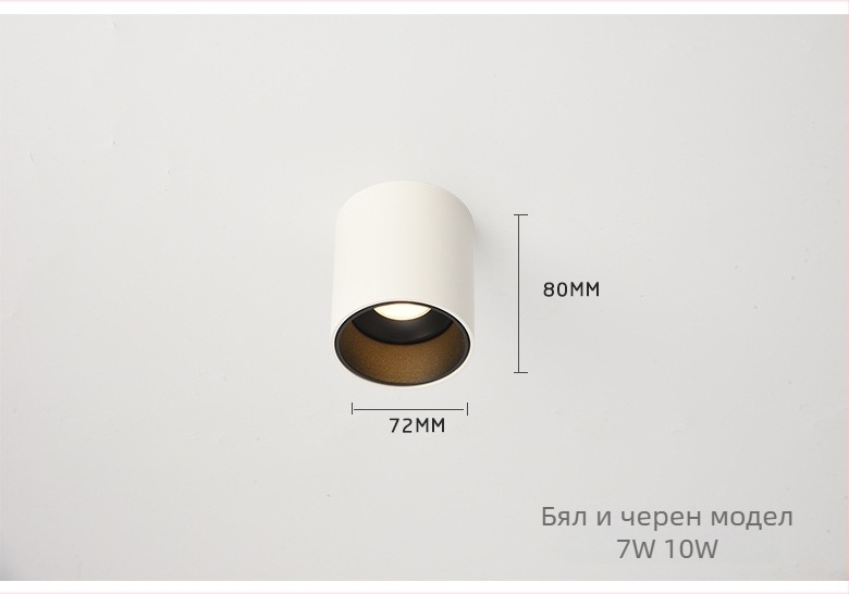 Pinton LED антиотразяваща кръгла лампа за открит монтаж, алуминиев корпус, 220V, CRI ≥ 90