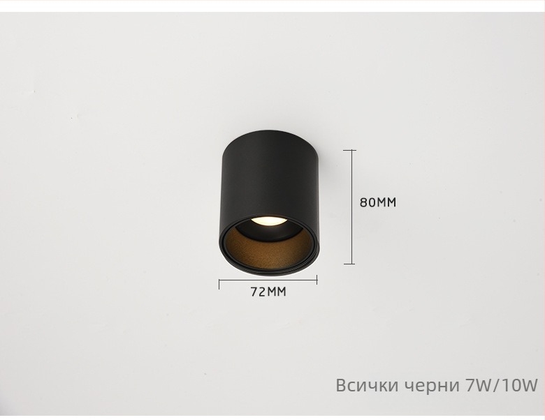 Pinton LED антиотразяваща кръгла лампа за открит монтаж, алуминиев корпус, 220V, CRI ≥ 90