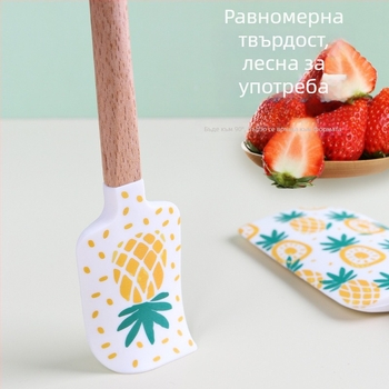 Силиконова шпатула за печене с дървена дръжка (Марка HY; Материал: силикон; Подходяща за кремове и глазури)