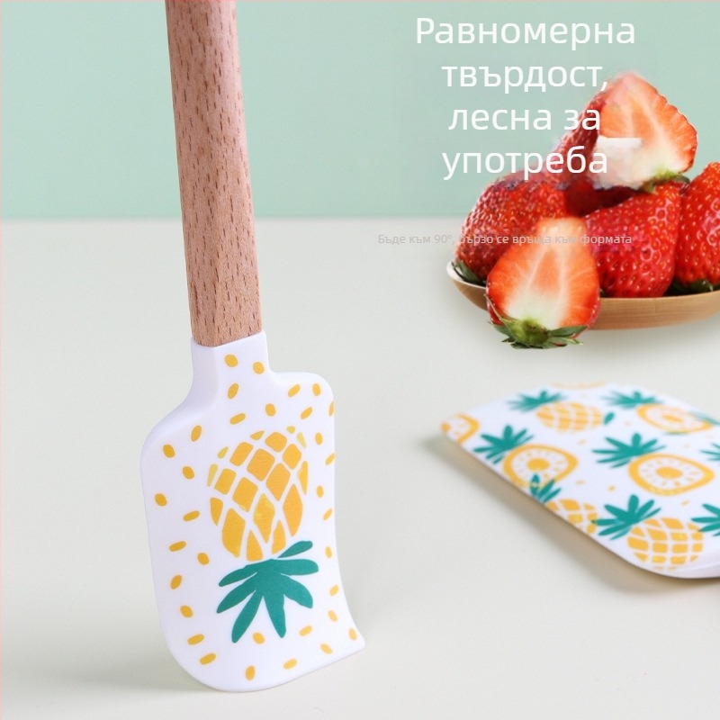 Силиконова шпатула за печене с дървена дръжка (Марка HY; Материал: силикон; Подходяща за кремове и глазури)