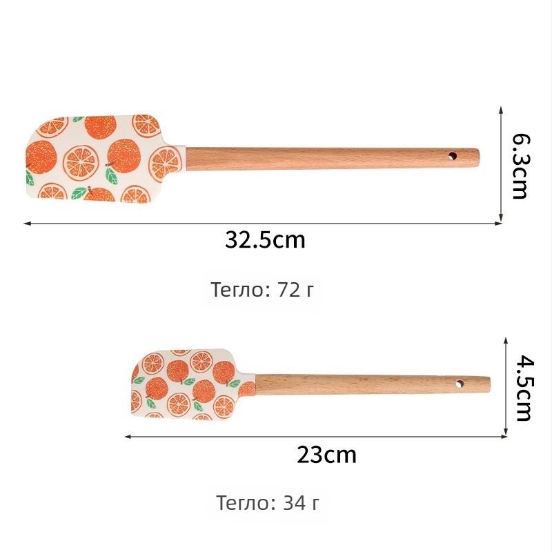 Силиконова шпатула за печене с дървена дръжка (Марка HY; Материал: силикон; Подходяща за кремове и глазури)