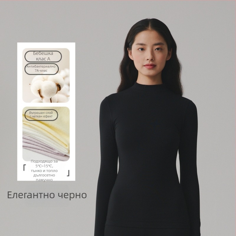 Термален топ от чист памук - кръгло деколте, дълги ръкави, базов слой/може да се носи и като външно облекло, еднослоен, 181-200 g/m², 95-100% памук