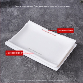 Меламинова чиния, квадратна форма, модерен минималистичен стил (Материал: меламин; Форма: квадратна; Стил: модерен минимализъм; Микровълнова: не се използва; Печат на лого: възможен)