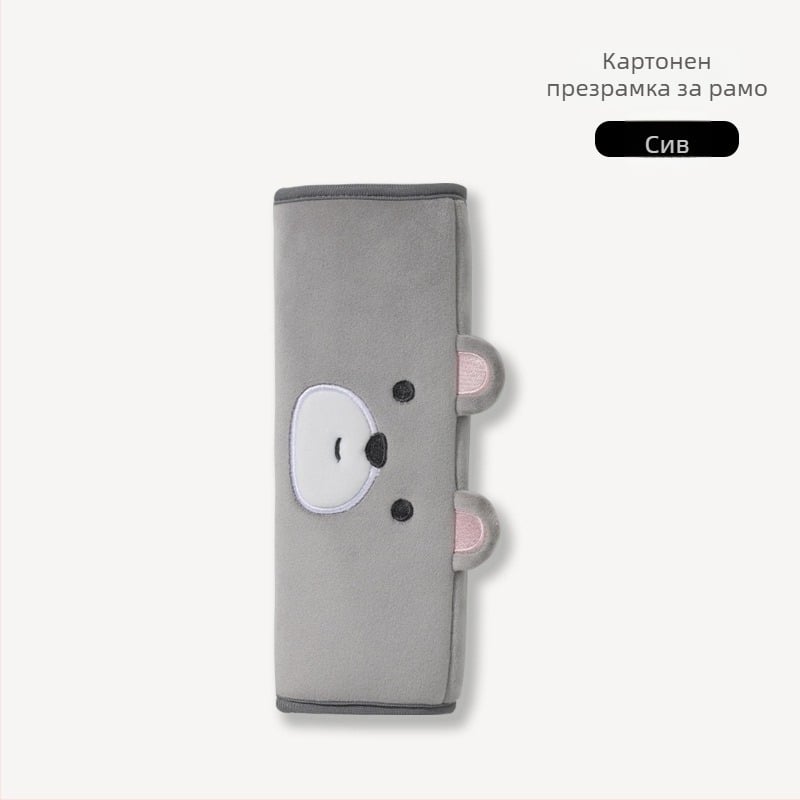 Автомобилен възглавник за облегалката на седалката с паметна пяна, плюшена обшивка, карикатурен мотив мечета, универсална годност за четири сезона