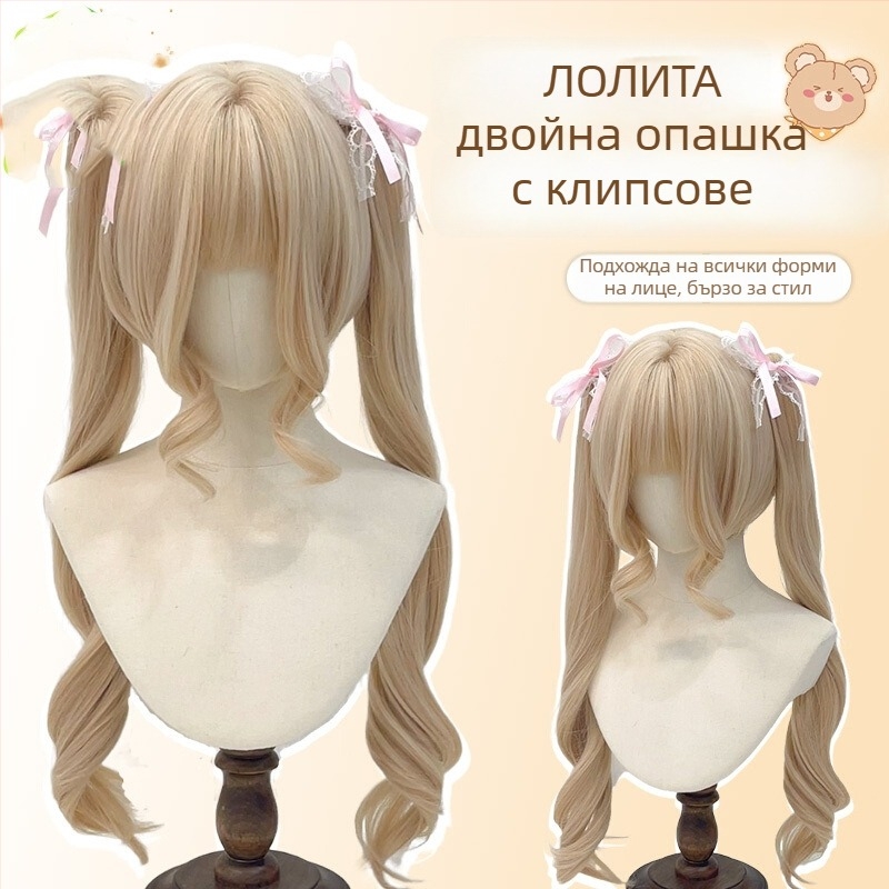 Дамска перука с естествен вид, двойни опашки, клип с тигър уста, римски къдрици, ежедневна къса къдрава коса, термоустойчиви влакна