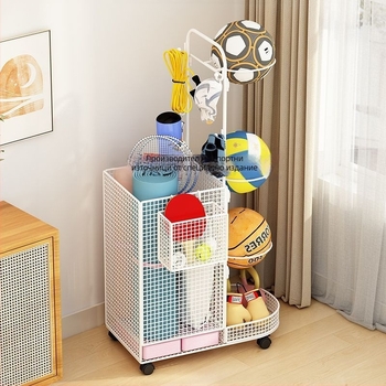 Вътрешен стелаж за съхранение на топки за баскетбол, волейбол и бадминтон