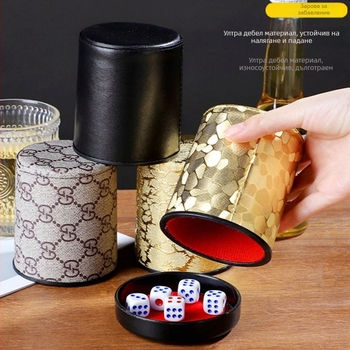 Runwei ABS комплект за чаши за зарове със шумопотискащ механизъм, удебелена шейкър чашка, включени зарове