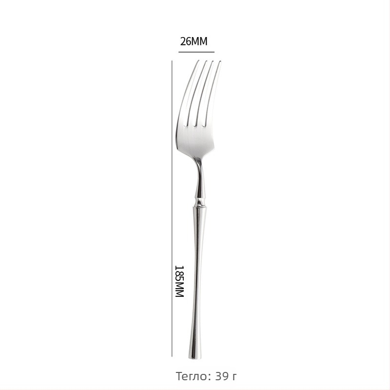 Шестчленен комплект прибори за хранене от 304 неръждаема стомана със огледално полиране, скандинавски минималистичен стил, възможност за печат на лого