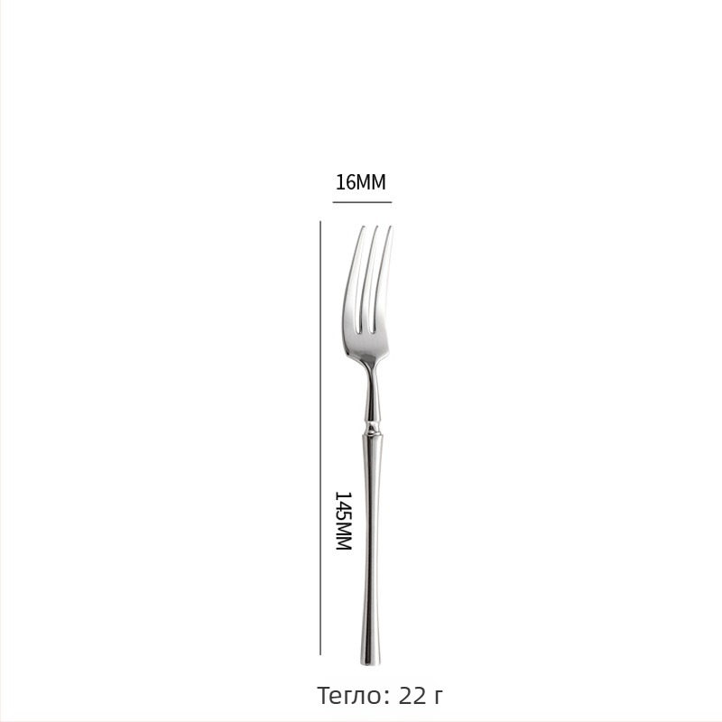 Шестчленен комплект прибори за хранене от 304 неръждаема стомана със огледално полиране, скандинавски минималистичен стил, възможност за печат на лого