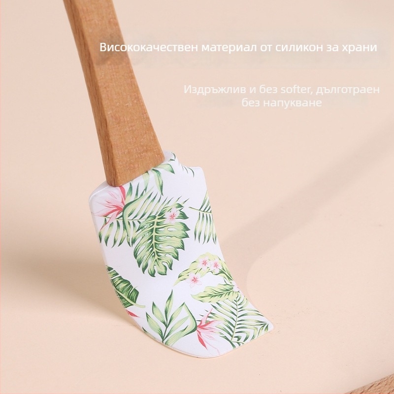 Комплект силиконови шпатули с дървени дръжки за печене