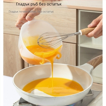 Пластмасова филтрираща измервателна чашка с градуировка и филтърна мрежа за яйца и готвене