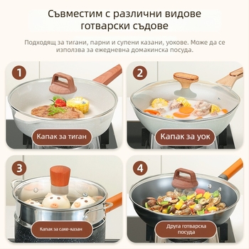 Weixiang универсална капачка за тенджери и тигани от закалено стъкло - дебел капак, термоустойчив