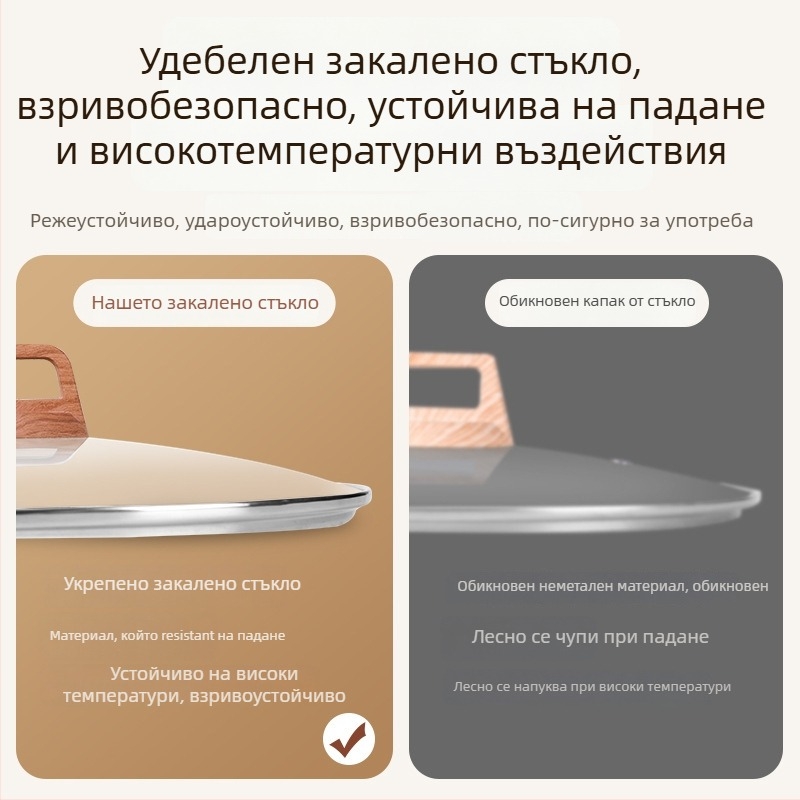 Weixiang универсална капачка за тенджери и тигани от закалено стъкло - дебел капак, термоустойчив
